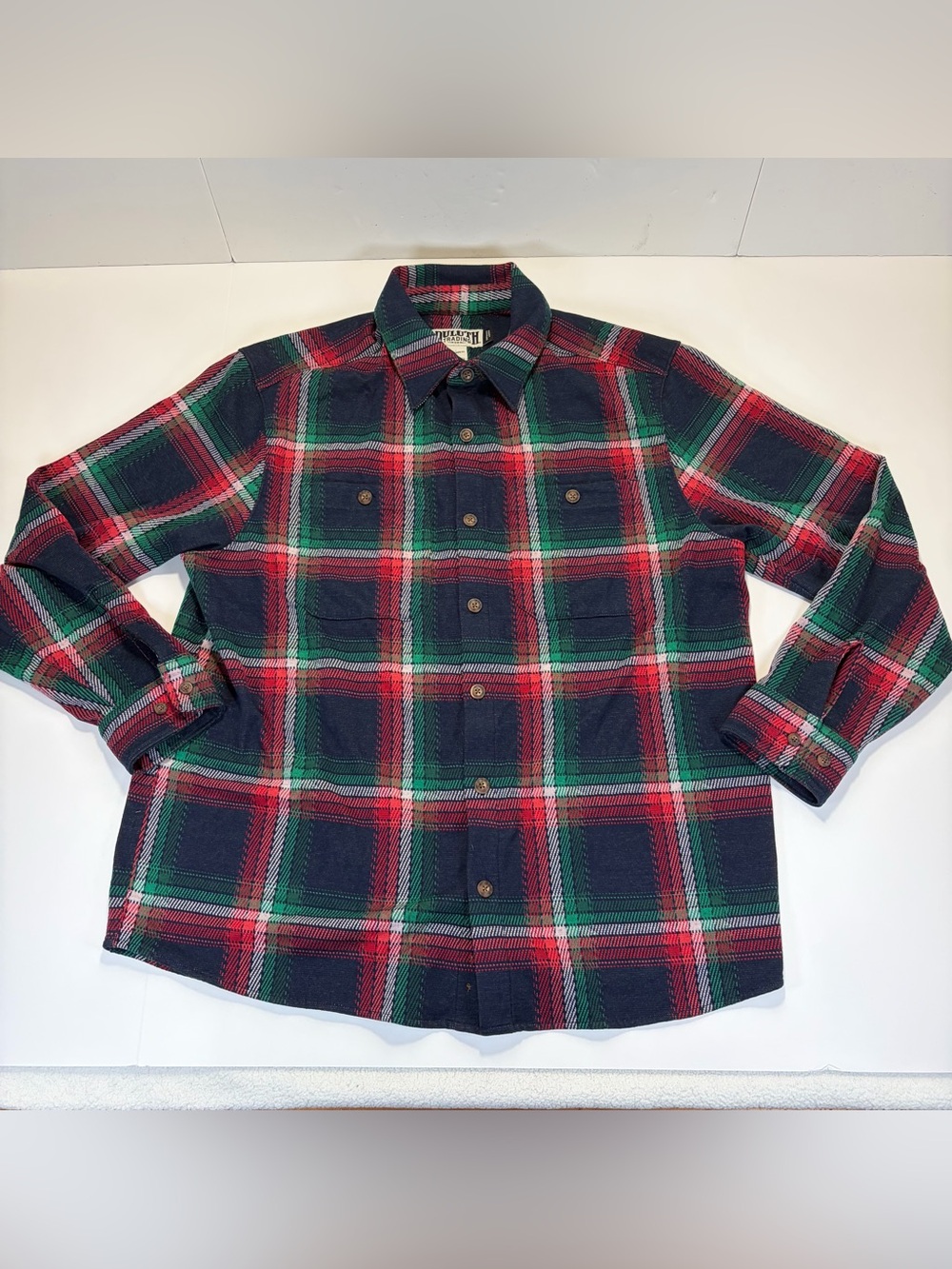 Duluth Trading Co Burlyweight Flannel Shirt Men’s L Untucked Standard Fit